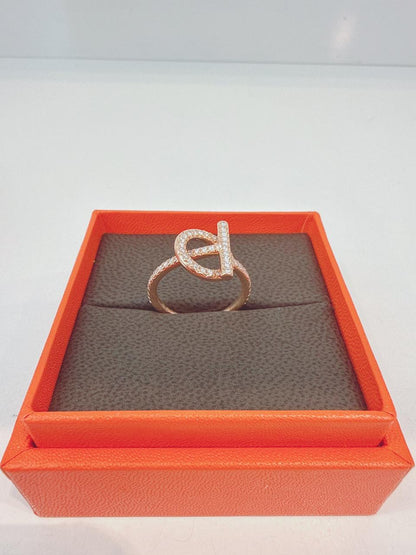 ROSE GOLD FULL DIAMONDS EXCHAPPEE HERMES RING, SMALL MODEL 54