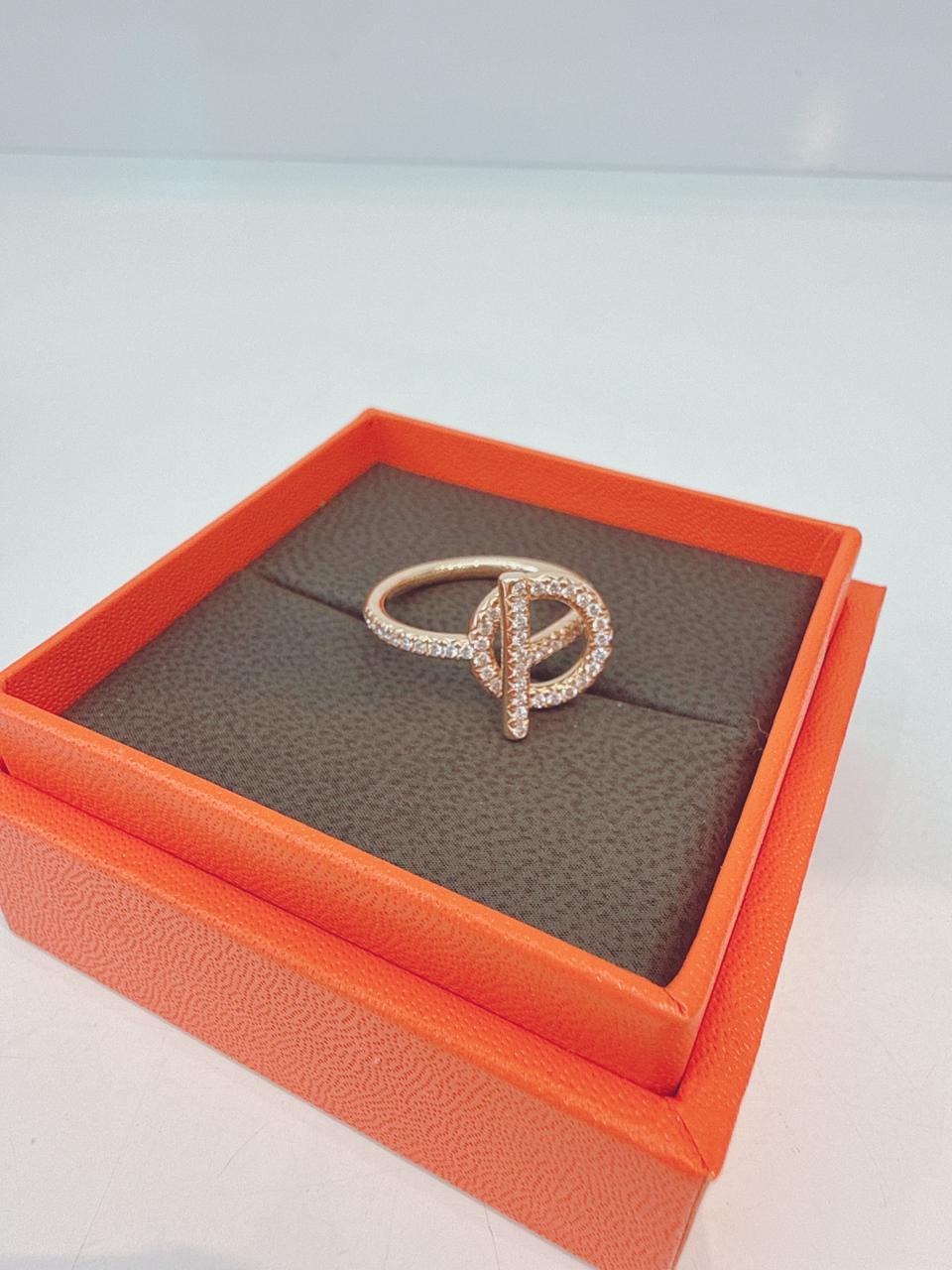 ROSE GOLD FULL DIAMONDS EXCHAPPEE HERMES RING, SMALL MODEL 54