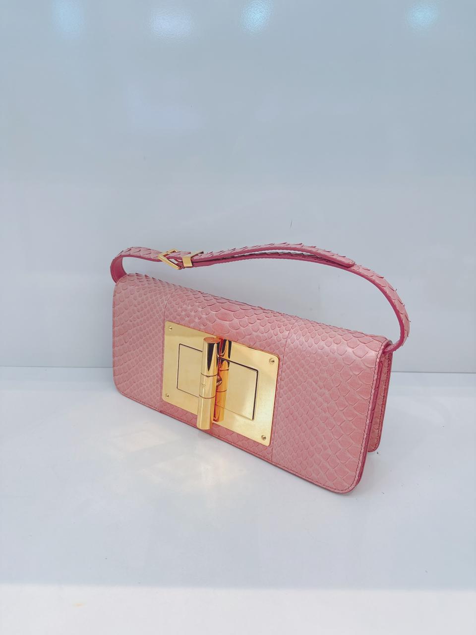 PINK PYTHON LEATHER NATALIA CONVERTIBLE CLUTCH