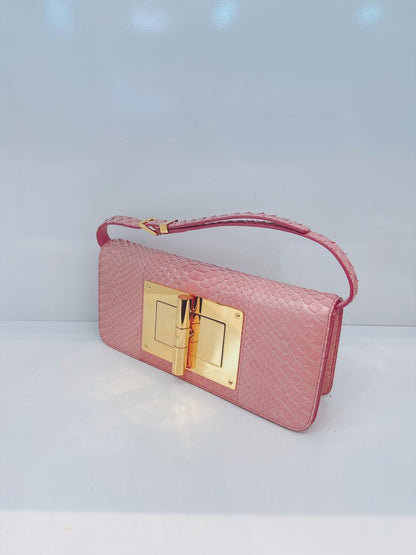 PINK PYTHON LEATHER NATALIA CONVERTIBLE CLUTCH