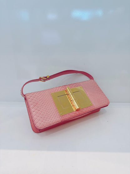 PINK PYTHON LEATHER NATALIA CONVERTIBLE CLUTCH