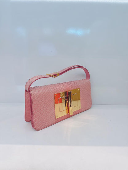 PINK PYTHON LEATHER NATALIA CONVERTIBLE CLUTCH