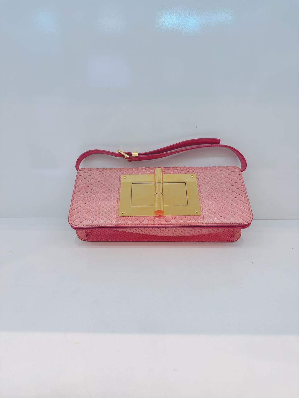PINK PYTHON LEATHER NATALIA CONVERTIBLE CLUTCH