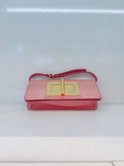 PINK PYTHON LEATHER NATALIA CONVERTIBLE CLUTCH