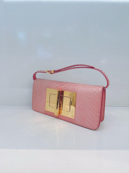 PINK PYTHON LEATHER NATALIA CONVERTIBLE CLUTCH
