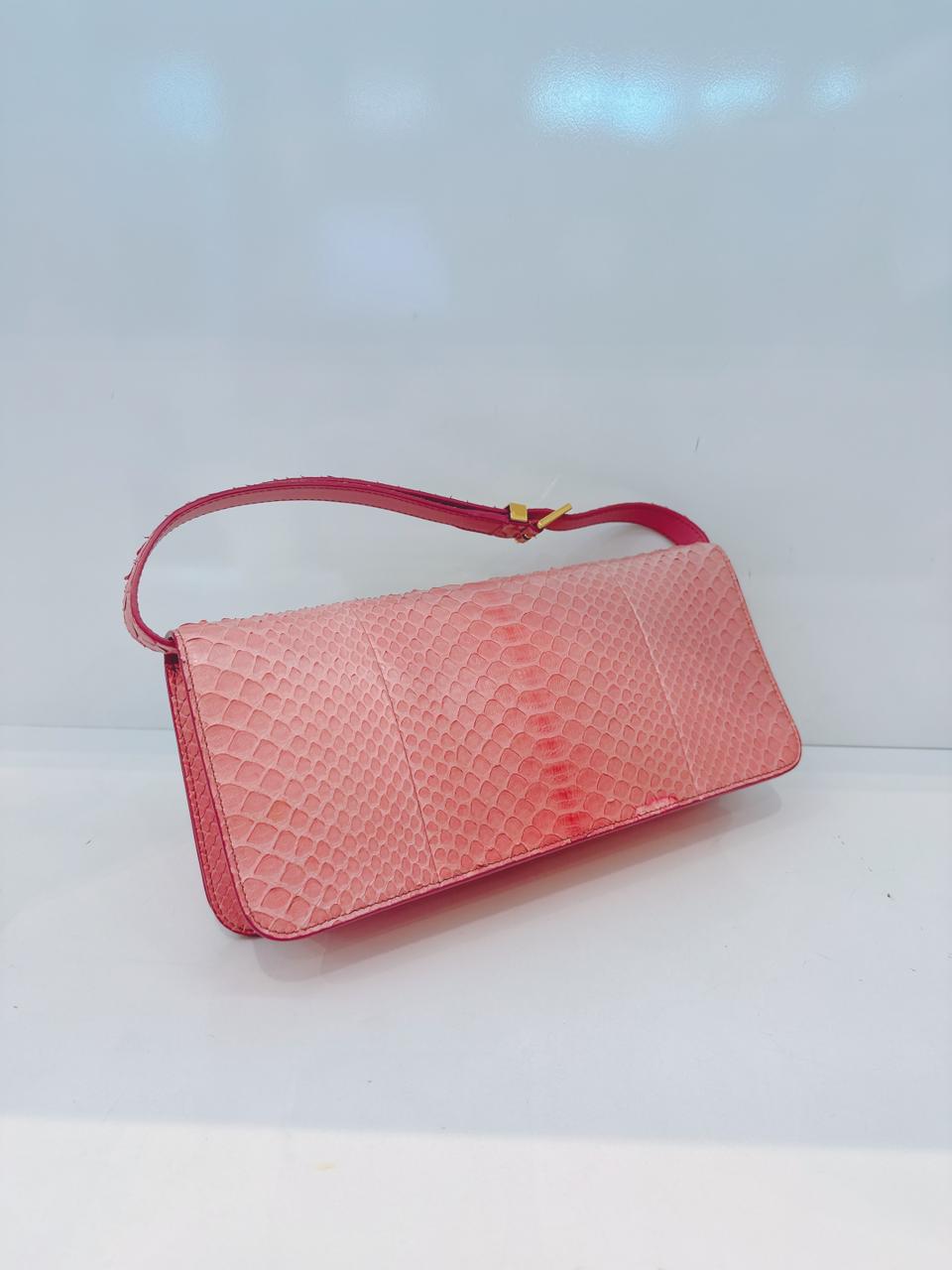 PINK PYTHON LEATHER NATALIA CONVERTIBLE CLUTCH