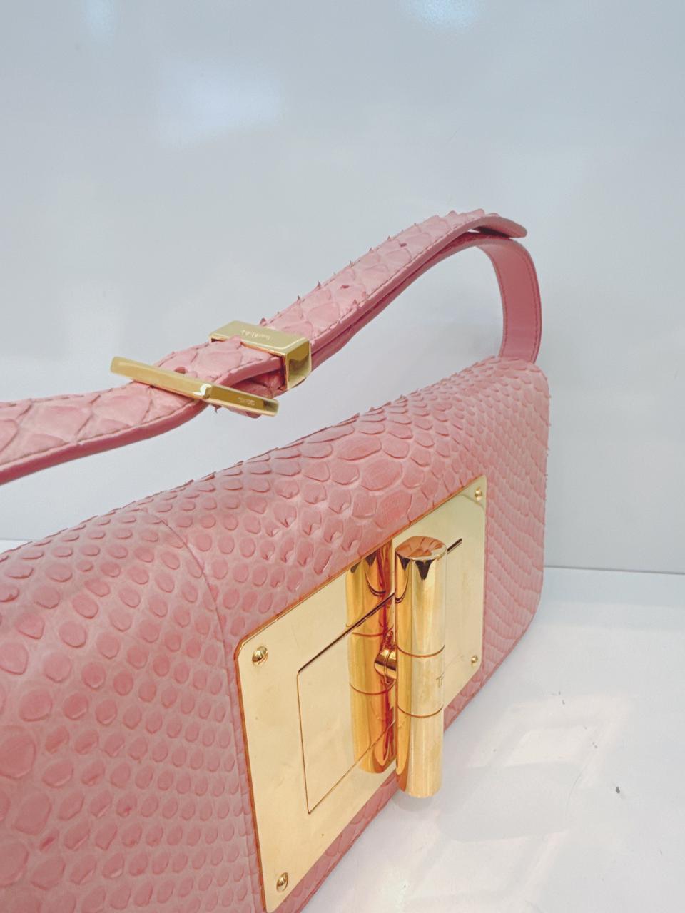 PINK PYTHON LEATHER NATALIA CONVERTIBLE CLUTCH