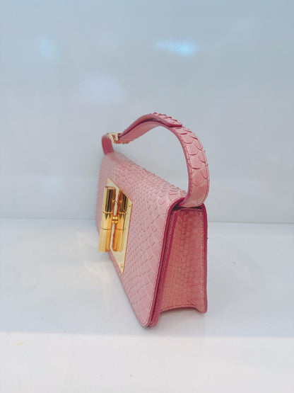 PINK PYTHON LEATHER NATALIA CONVERTIBLE CLUTCH