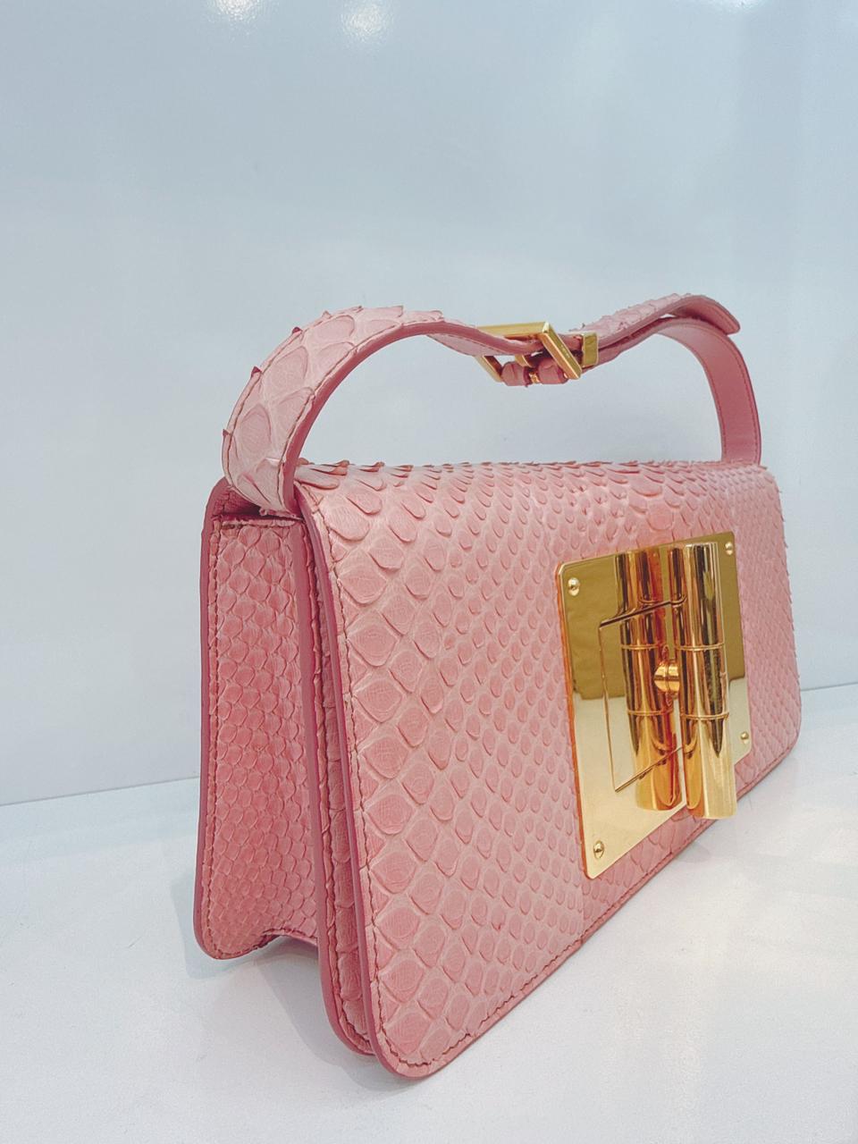 PINK PYTHON LEATHER NATALIA CONVERTIBLE CLUTCH