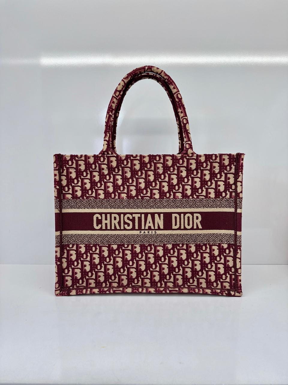 BURGUNDY OBLIQUE MEDIUM BOOK TOTE