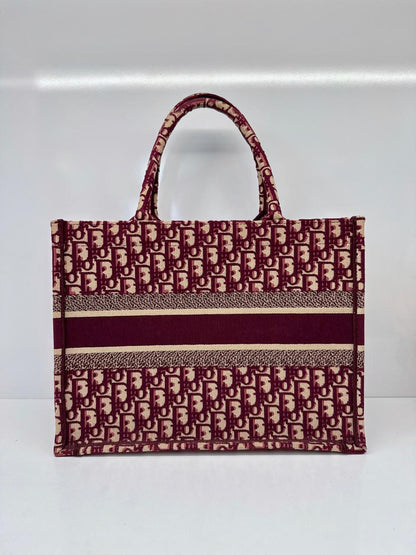 BURGUNDY OBLIQUE MEDIUM BOOK TOTE