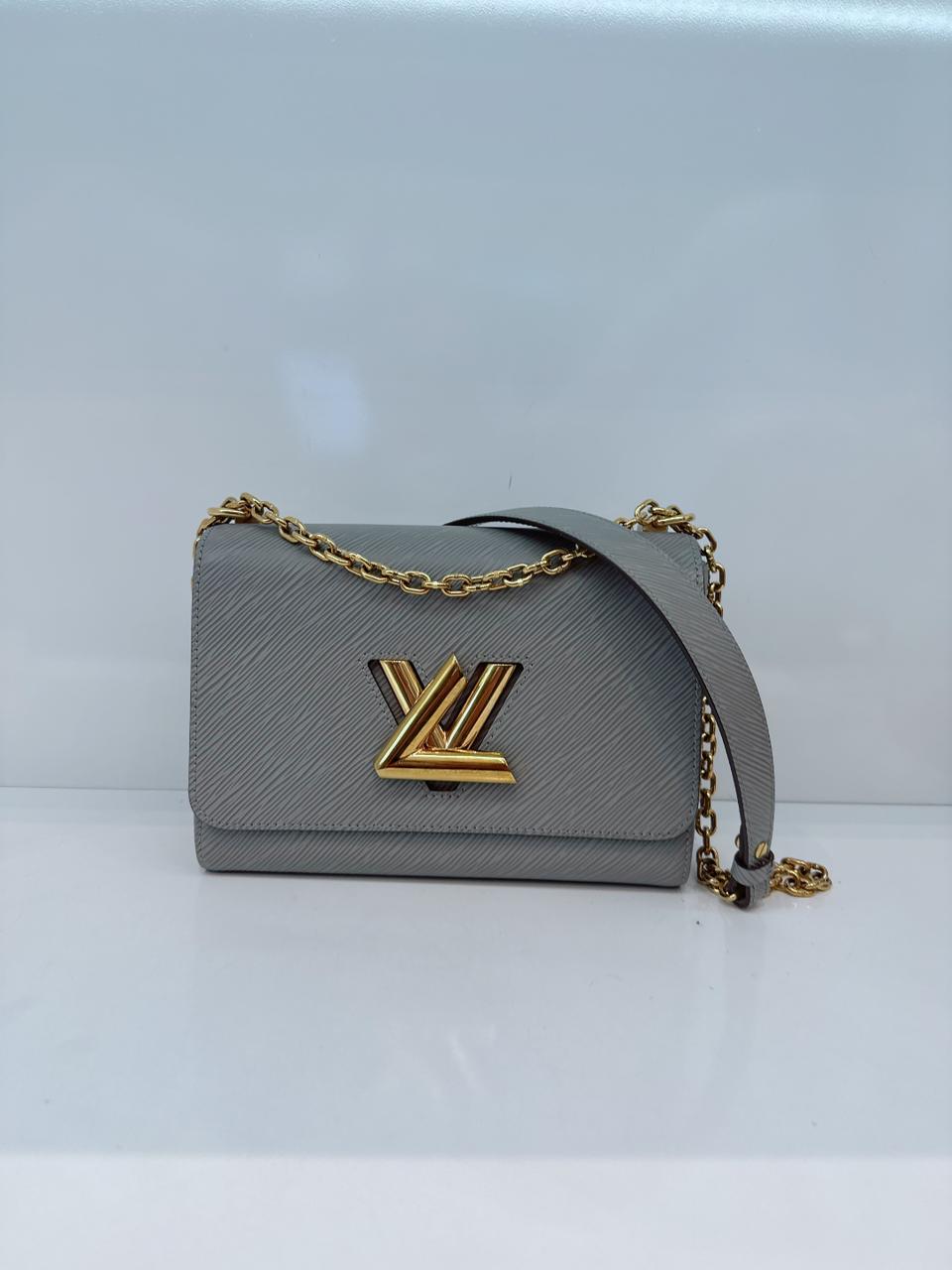 GREY EPI LATHER TWIST MM BAG GOLD HARDWARE