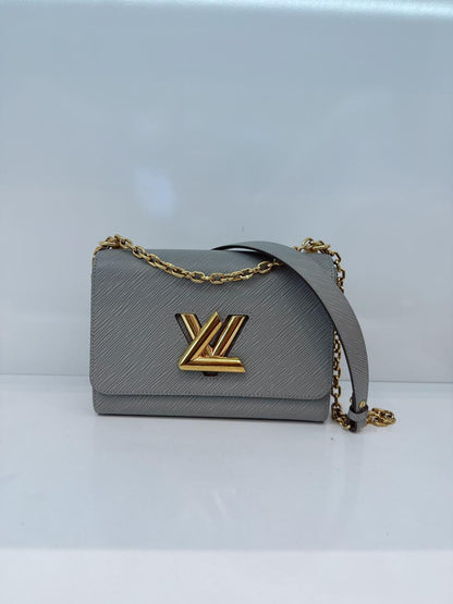 GREY EPI LATHER TWIST MM BAG GOLD HARDWARE
