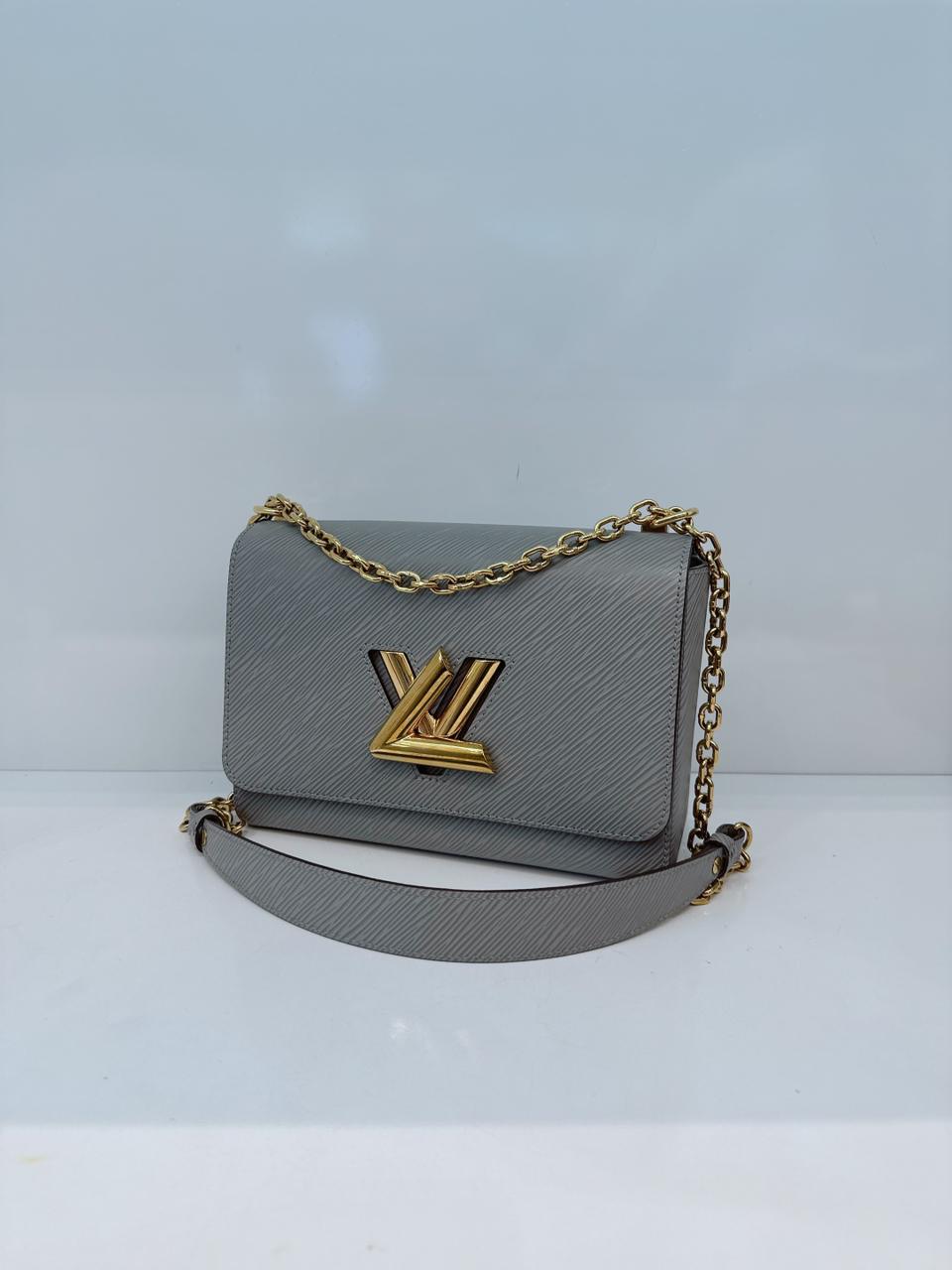 GREY EPI LATHER TWIST MM BAG GOLD HARDWARE