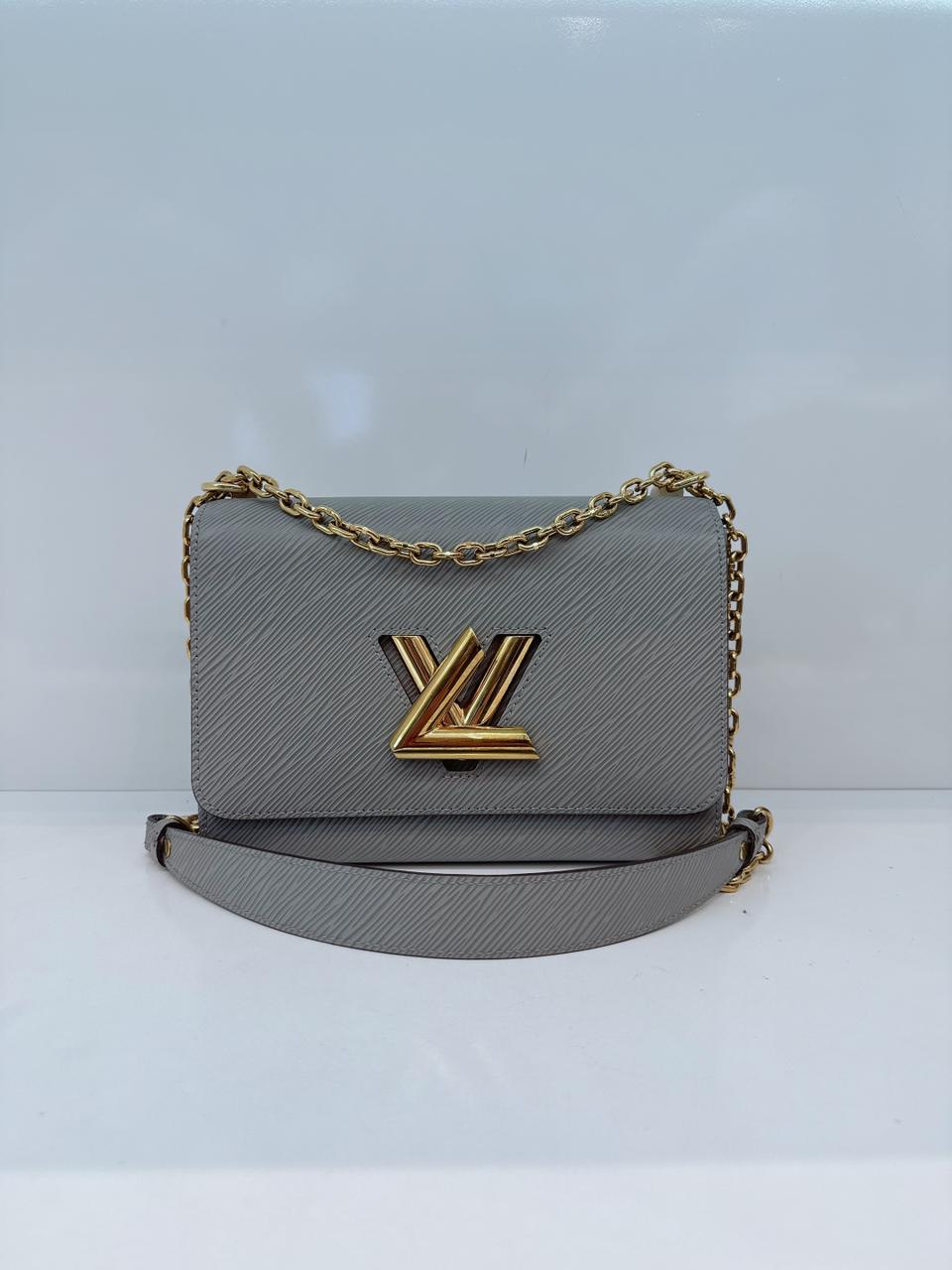 GREY EPI LATHER TWIST MM BAG GOLD HARDWARE