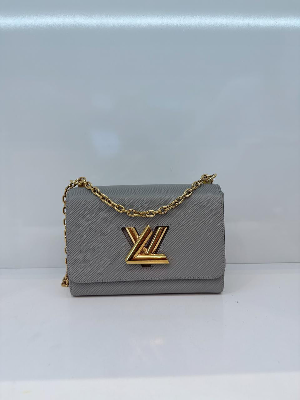 GREY EPI LATHER TWIST MM BAG GOLD HARDWARE
