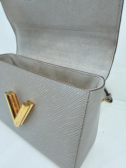 GREY EPI LATHER TWIST MM BAG GOLD HARDWARE