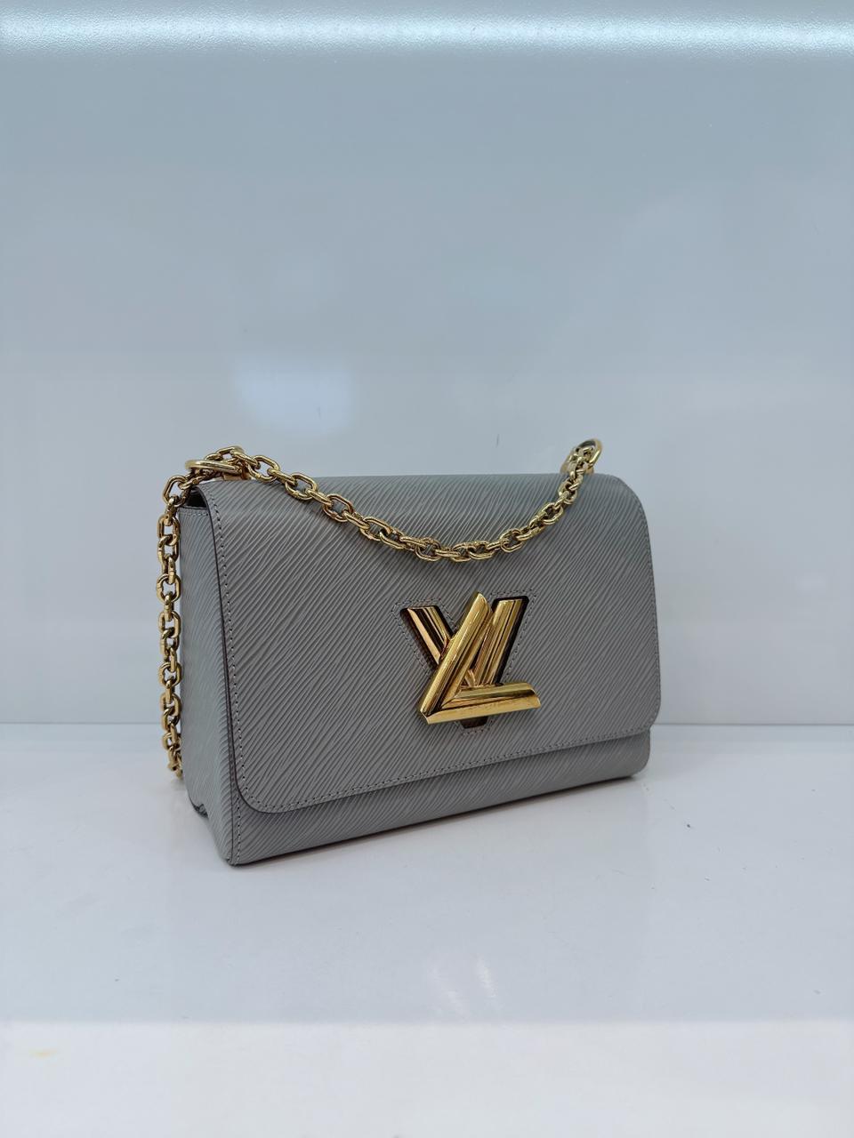 GREY EPI LATHER TWIST MM BAG GOLD HARDWARE