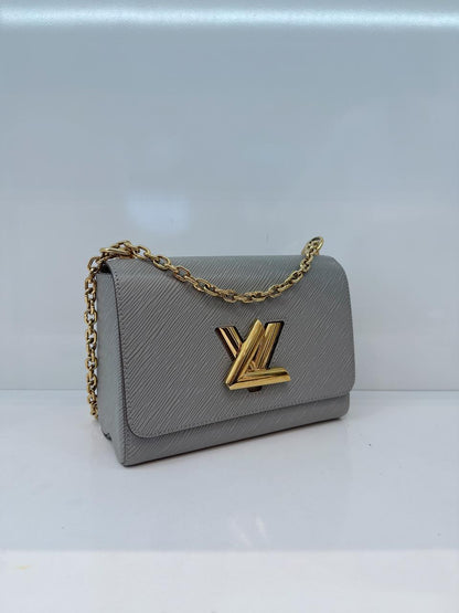 GREY EPI LATHER TWIST MM BAG GOLD HARDWARE
