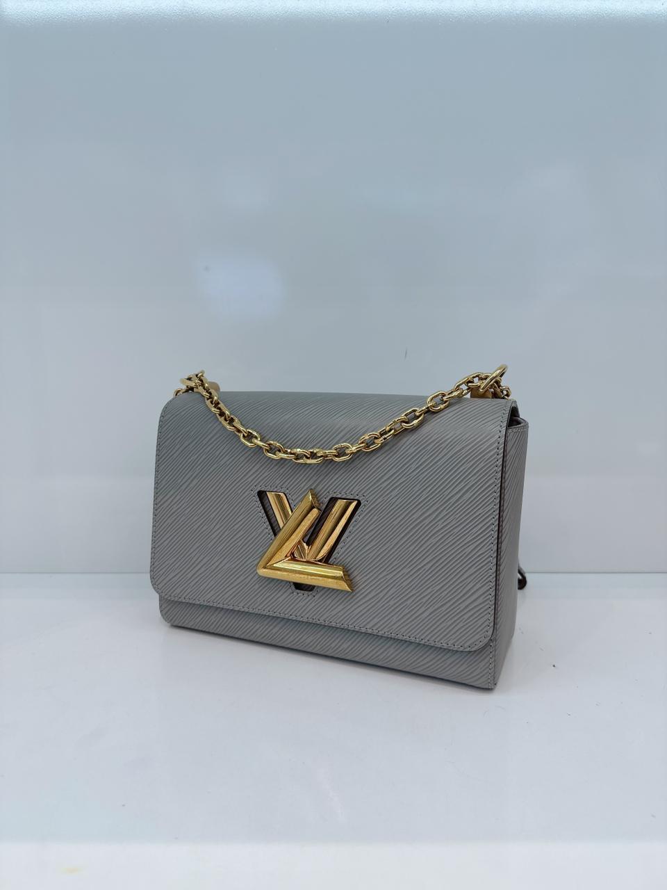 GREY EPI LATHER TWIST MM BAG GOLD HARDWARE