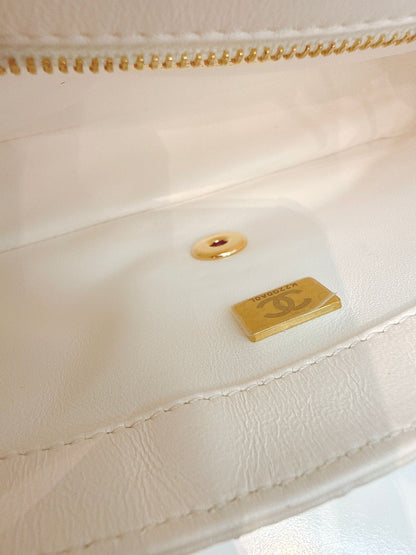 24C WHITE MULTICOLOR SEQUINS LA DISCO MINI FLAP BAG GOLD HARDWARE