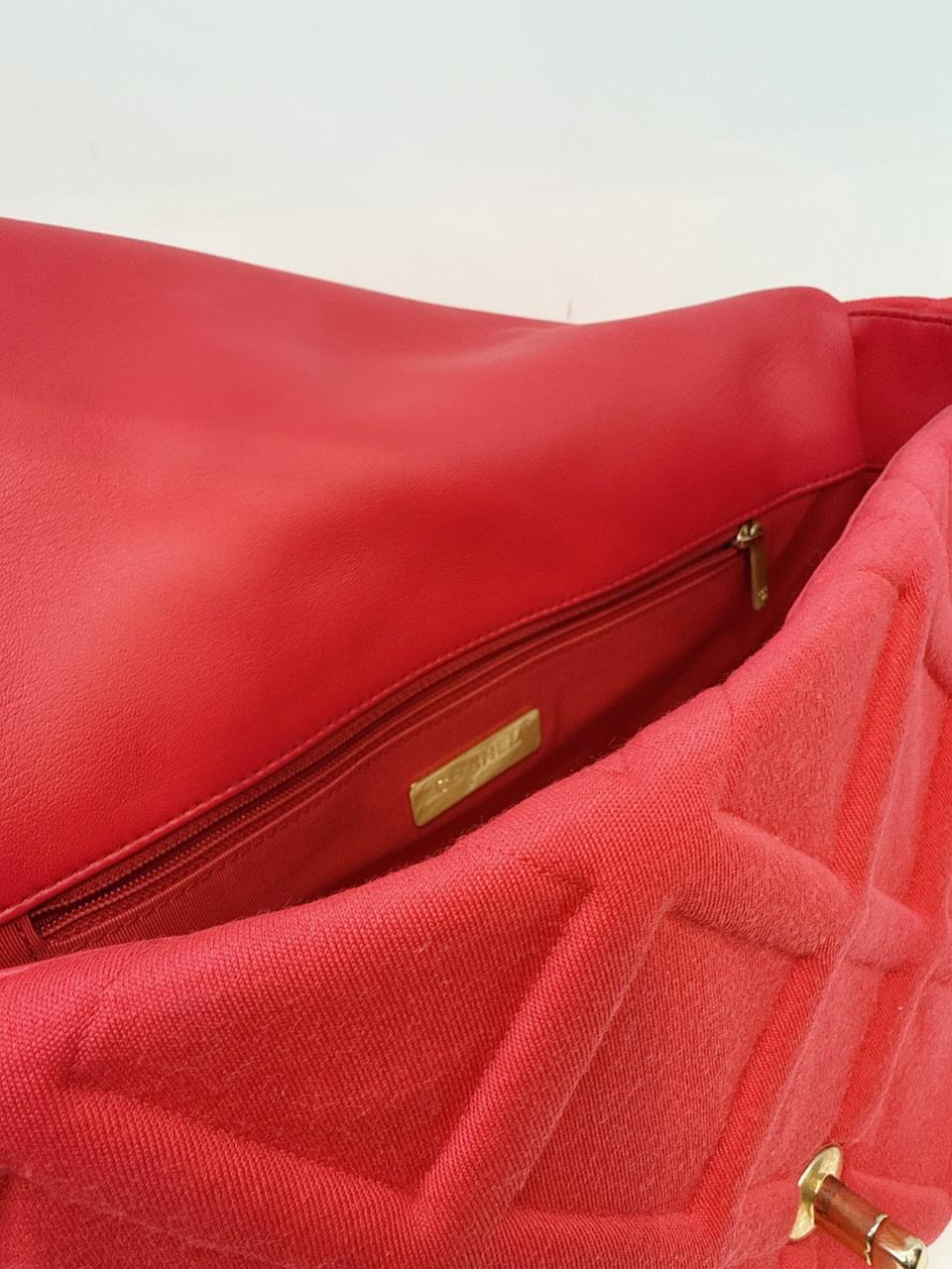 HOT PINK JERSEY QUILTED CHANEL 19 MAXI FLAP HANDBAG