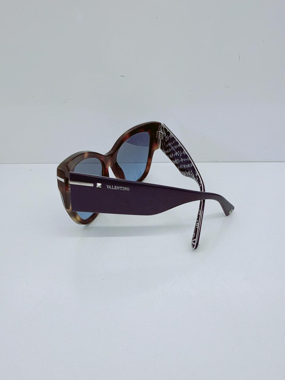HAVANA BLUE CAT-EYE SUNGLASSES