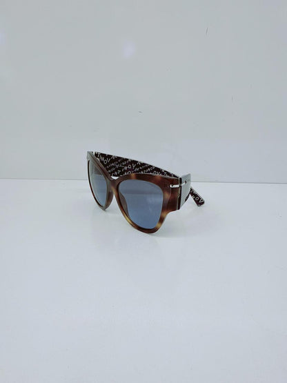 HAVANA BLUE CAT-EYE SUNGLASSES