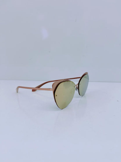 ROSE GOLD MIRRORED LENS CAT-EYE SUNGLASSES