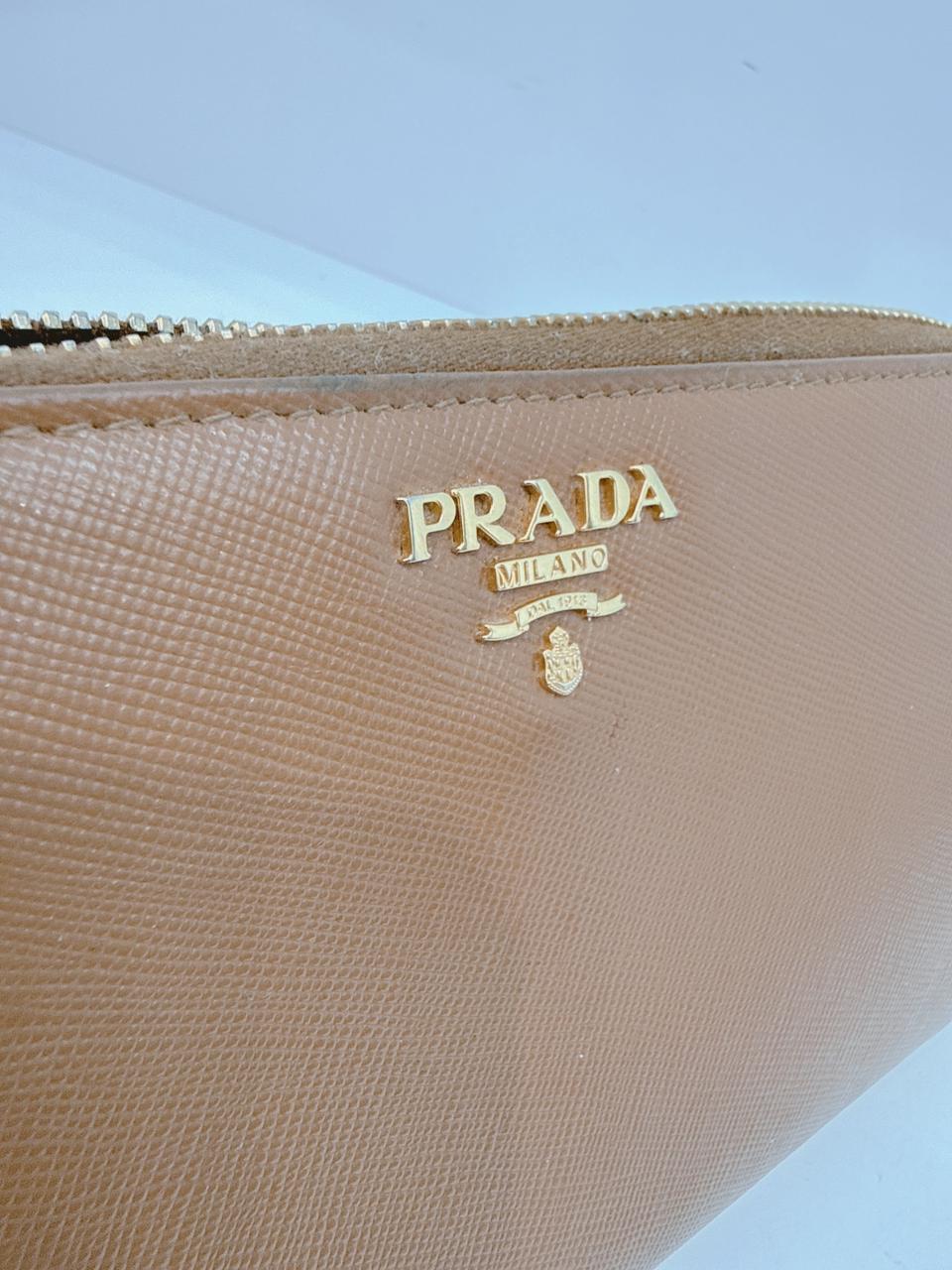 BROWN SAFFIANO LEATHER ZIP AROUND WALLET