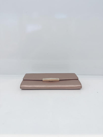 METALLIC PEACH LEATHER CONTINENTAL WALLET