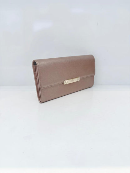 METALLIC PEACH LEATHER CONTINENTAL WALLET