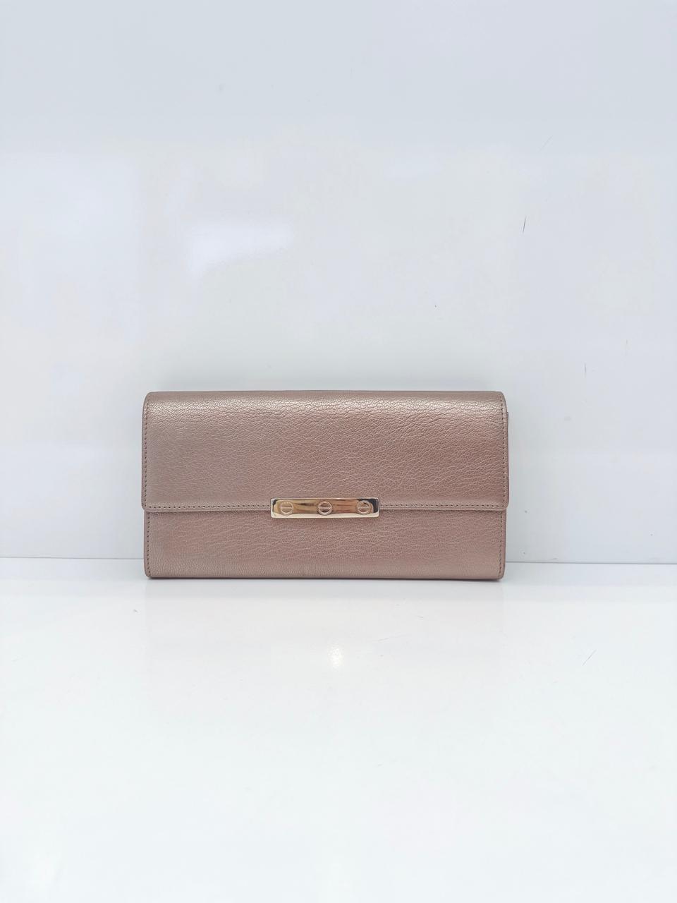 METALLIC PEACH LEATHER CONTINENTAL WALLET