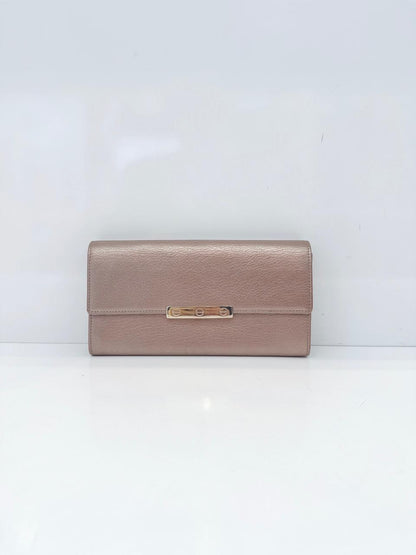 METALLIC PEACH LEATHER CONTINENTAL WALLET