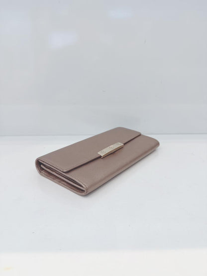 METALLIC PEACH LEATHER CONTINENTAL WALLET