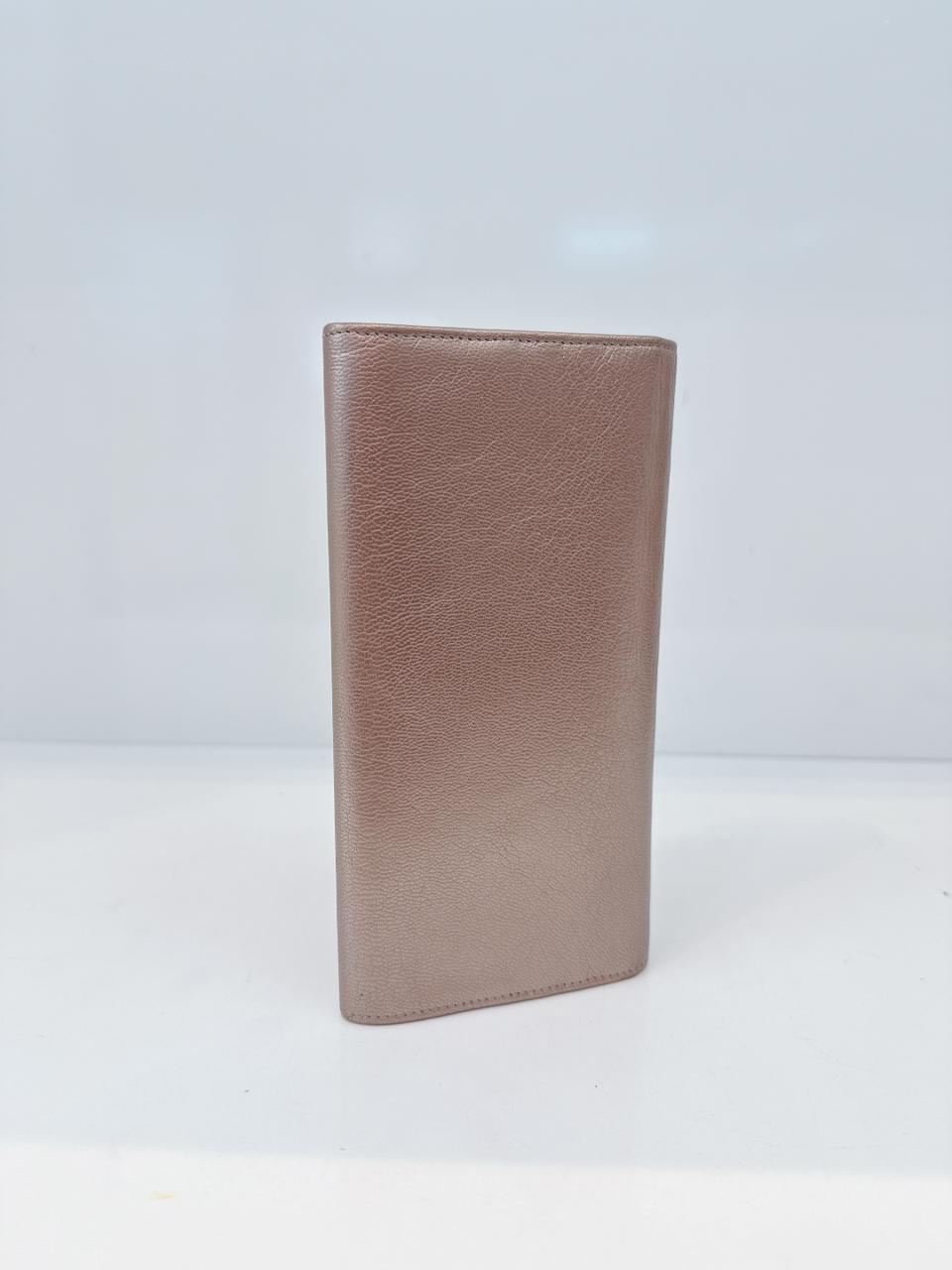 METALLIC PEACH LEATHER CONTINENTAL WALLET