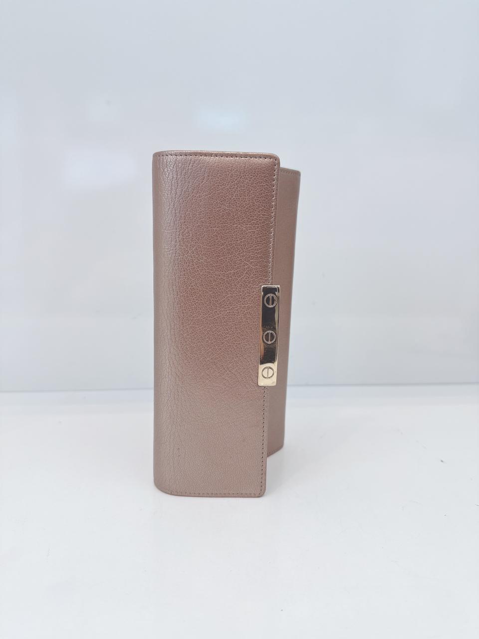 METALLIC PEACH LEATHER CONTINENTAL WALLET