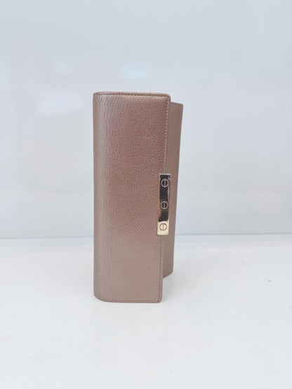METALLIC PEACH LEATHER CONTINENTAL WALLET