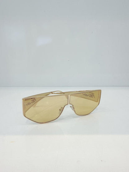 GRADIENT MIRROR MASK GOLD METAL FASHION SHOW SUNGLASSES