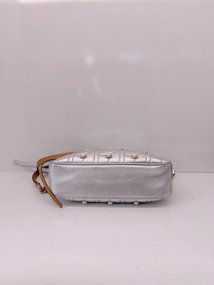 METALLIC SILVER PEARL STUDDED MATELASSE LEATHER GG MARMONT SHOULDER BAG