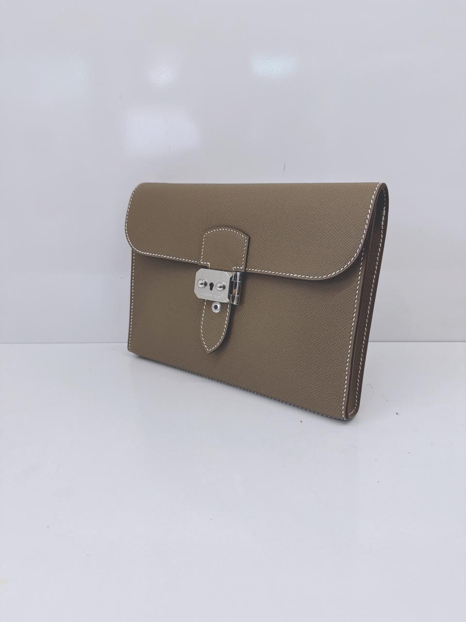 ETOUPE SAC A DEPECHES 24 POUCH PALLADIUM HARDWARE