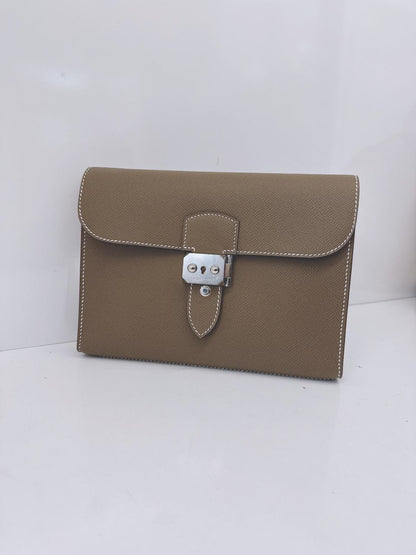 ETOUPE SAC A DEPECHES 24 POUCH PALLADIUM HARDWARE