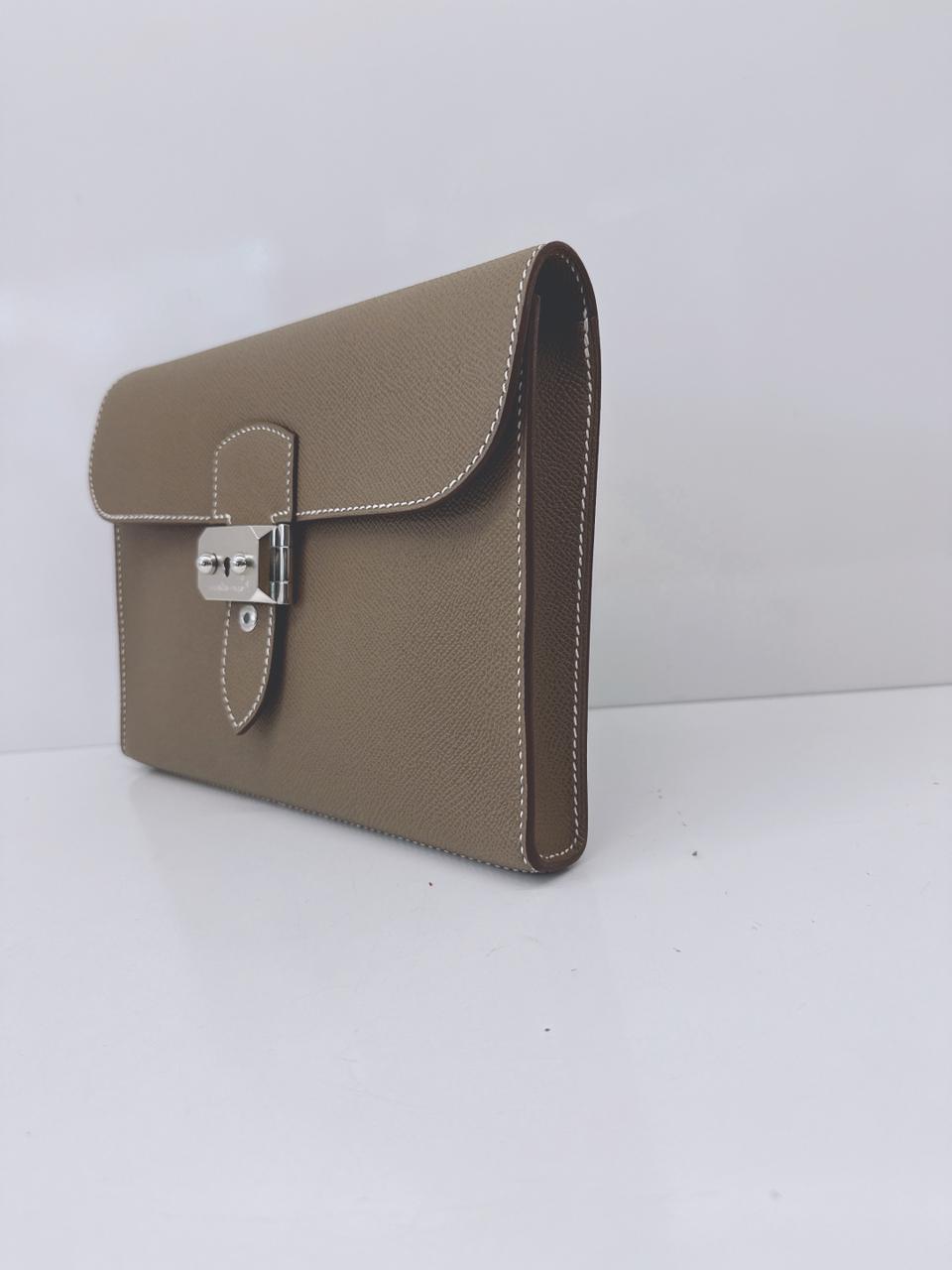 ETOUPE SAC A DEPECHES 24 POUCH PALLADIUM HARDWARE