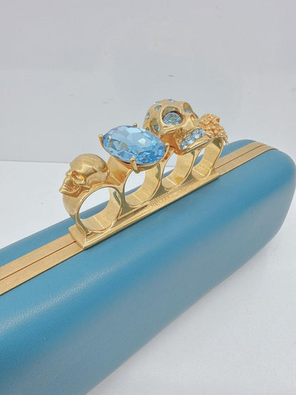 LIGHT BLUE LEATHER KNUCKLE CLUTCH