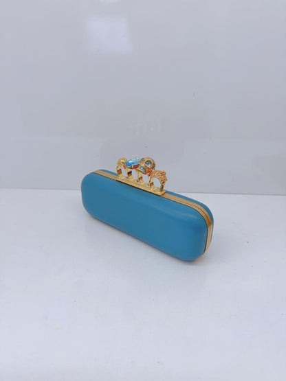 LIGHT BLUE LEATHER KNUCKLE CLUTCH
