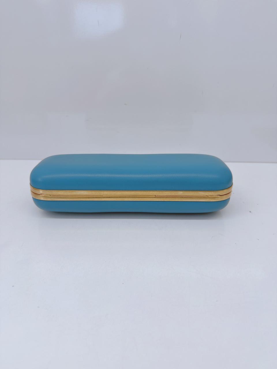 LIGHT BLUE LEATHER KNUCKLE CLUTCH