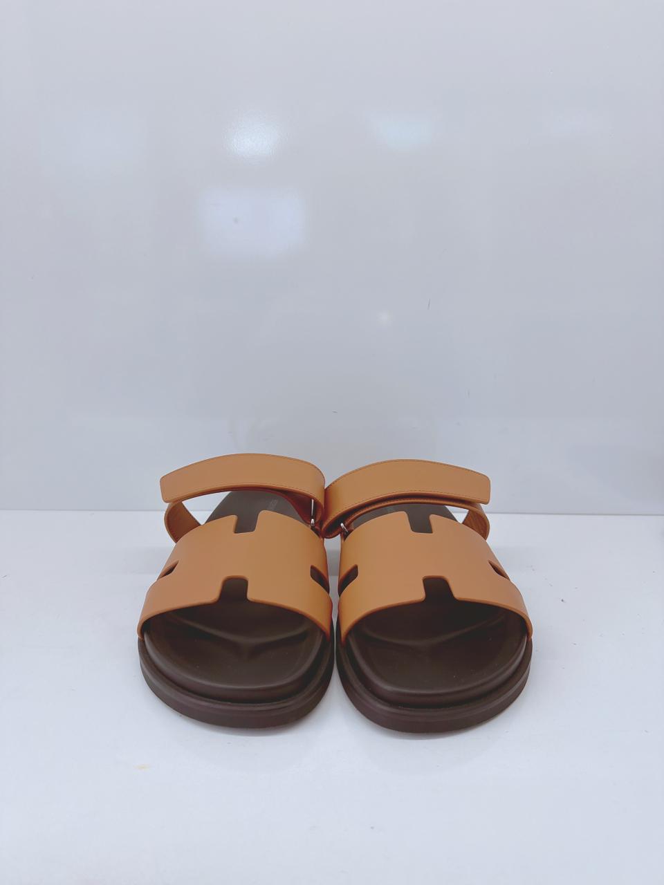 NATUREL CALFSKIN LEATHER CHYPRE SANDALS 43