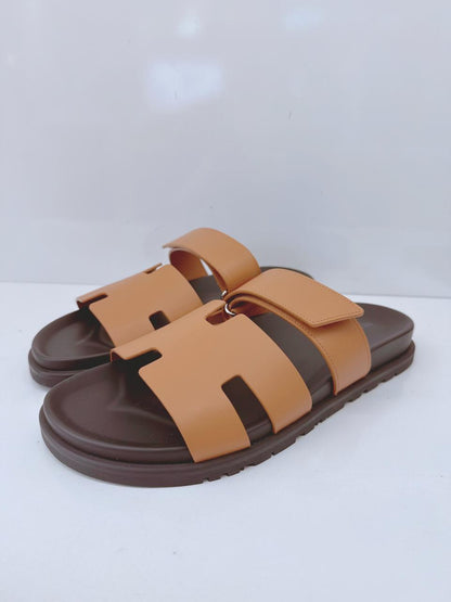 NATUREL CALFSKIN LEATHER CHYPRE SANDALS 43