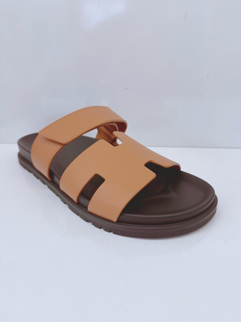 NATUREL CALFSKIN LEATHER CHYPRE SANDALS 43