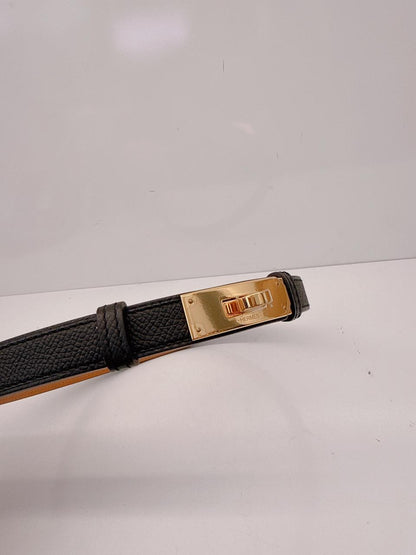 BLACK EPSOM AND CALFSKIN LEATHER KELLY 18 BELT